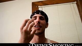 Hardcore stroking and smoking session on the couch by straight buddies Chain and Benz