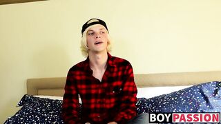 Thick twink cock ends up getting attention after interview