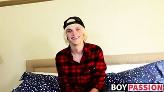 Thick twink cock ends up getting attention after interview