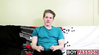 Blond twink with fat ass interviewed and dicked down raw