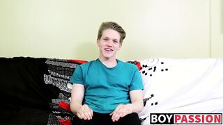 Blond twink with fat ass interviewed and dicked down raw