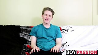 Blond twink with fat ass interviewed and dicked down raw