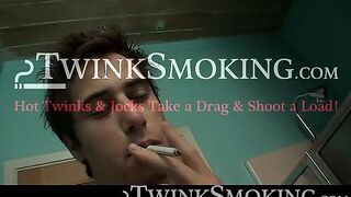 Gorgeous Joey Steels blows smoke before ass fucking the nice ass of smoker Jacob Wrig