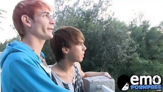 Emo twink Kyler Moss ass drilled by cute gay after mutual BJ