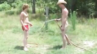 Twinks Wrestle and Suck Outdoors on Webcam