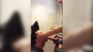 University Bathroom Face Fucking and Cum Swallowing