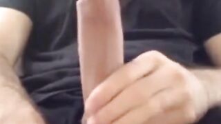 Stroking big long hard cock big bellend muchroom head