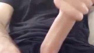 Stroking big long hard cock big bellend muchroom head