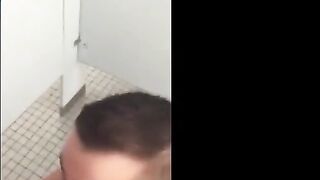 Handsome guy sucks dick in restroom stall74