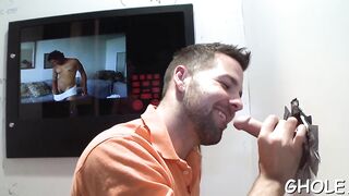 Enjoying gloryhole oral fuck