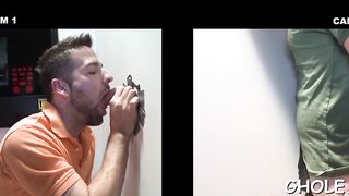 Enjoying gloryhole oral fuck