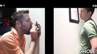 Enjoying gloryhole oral fuck