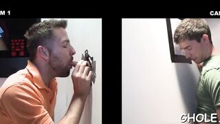 Enjoying gloryhole oral fuck