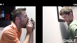 Enjoying gloryhole oral fuck