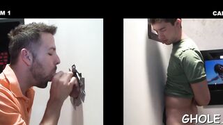 Enjoying gloryhole oral fuck