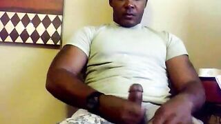 Beefy Black Soldier Jerks Off Cums 123