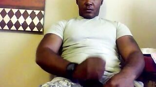 Beefy Black Soldier Jerks Off Cums 123