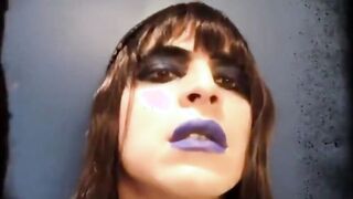 Gothic Emo Crossdresser rides her big dildo