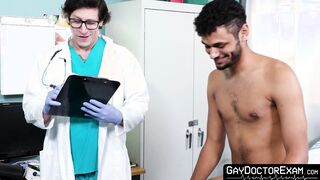 Jock Jordan Pax seduces doctor Dalton Riley during his baseline exam and gets his dic