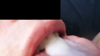 Swallowing a hot load of gooey cum