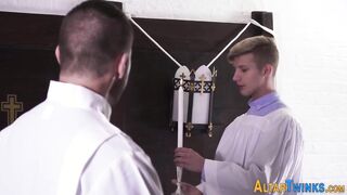 Horny priest gets blowjob and fucks teen