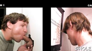 Perfect gloryhole gay blowjob