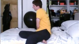 Undressing humping big balloon inflatable cum