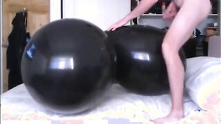 Undressing humping big balloon inflatable cum