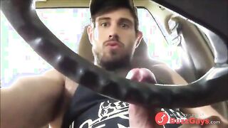 str8 muscle with big blue eyes precum in car 2