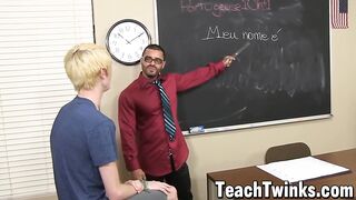 TEACH TWINKS - Latino teacher Alexsander Freitas anal fucks Preston Andrews