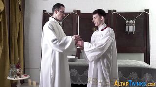 Gay catholic teen gets ass jizzed