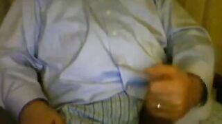 Dad big cock cums on shirt