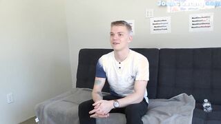 Smooth college jock gets nude and masturbates at casting