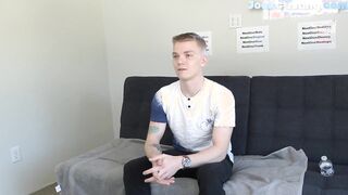 Smooth college jock gets nude and masturbates at casting