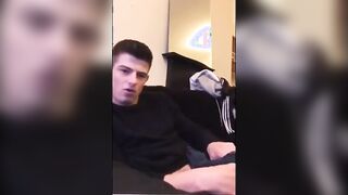 Cute guy jerks his big cock off