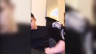 Cute guy jerks his big cock off