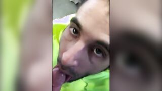 Hungry builder sucking dick