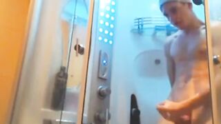 Cute Russian with big cock in shower