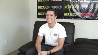 NEXT DOOR CASTING - Straight casting jock solo masturbates on the couch