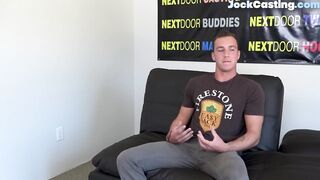 NEXT DOOR CASTING - Muscled smooth newbie enjoys solo jerking off at audition