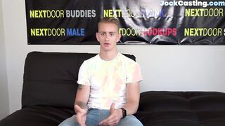 NEXT DOOR CASTING - Confident auditioning jock strokes his shaved shaft