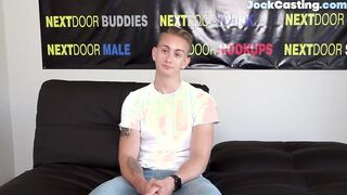 NEXT DOOR CASTING - Confident auditioning jock strokes his shaved shaft