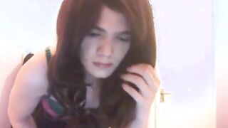 Lovely femboy jerking off