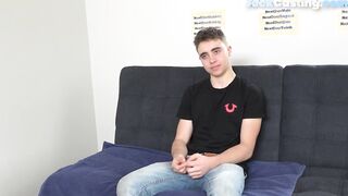 NEXT DOOR CASTING - Casting jock strokes his shaft for cumshot in solo action