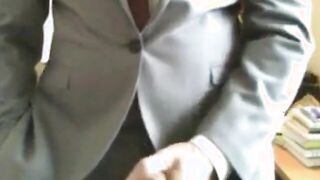 He shows us his new suits and he like to jerk off