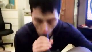 dude enjoys sucking a big black cock