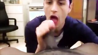 dude enjoys sucking a big black cock