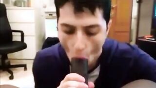 dude enjoys sucking a big black cock