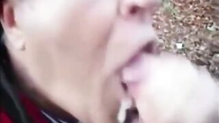 A cum sucker in the woods