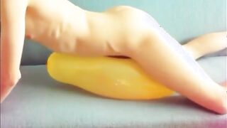 Yellow balloon humping cum